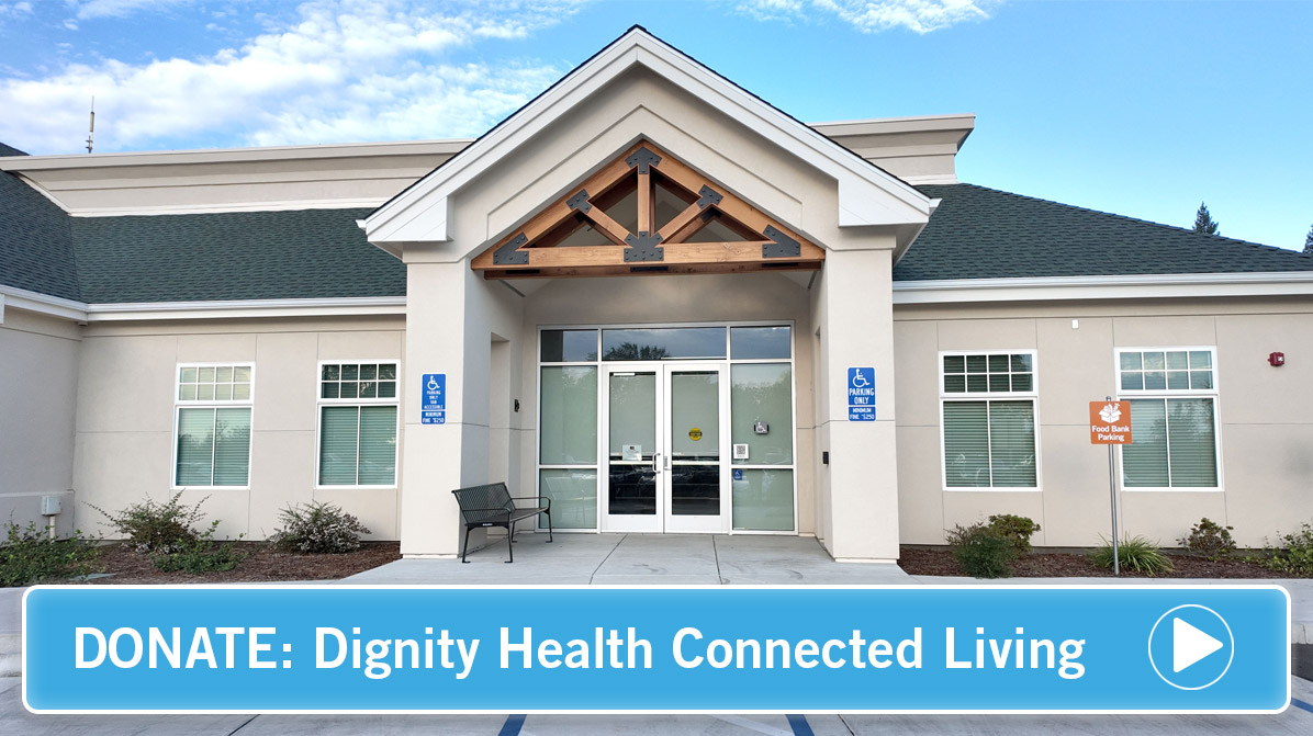 Dignity Health Connected Living Building with a button on top.