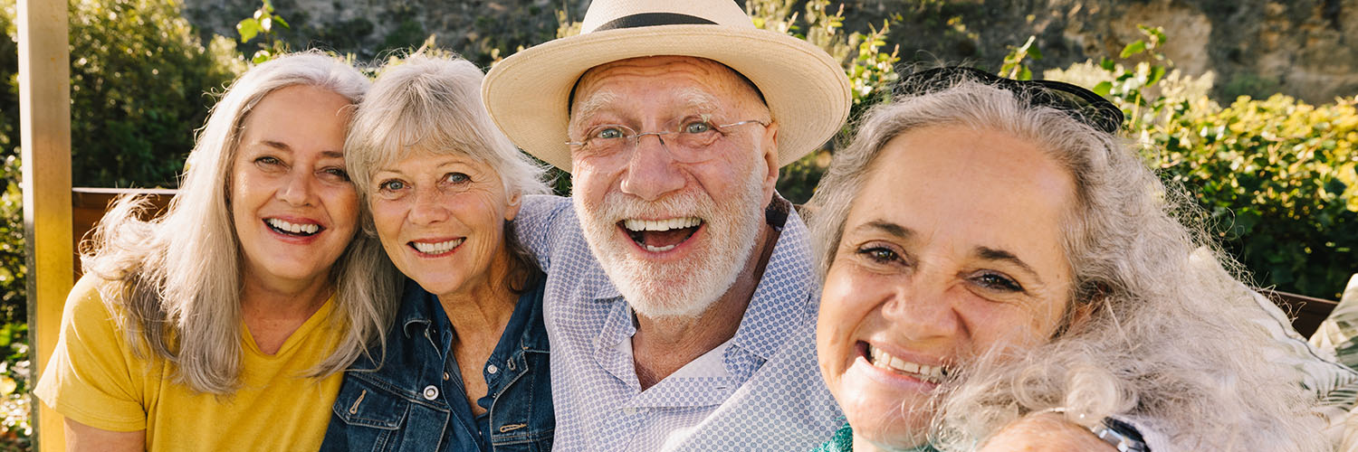 Senior man with three senior women