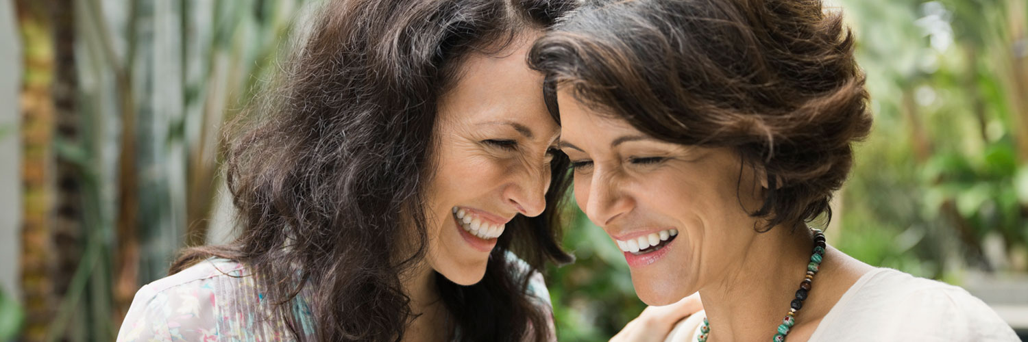 Two women laughing